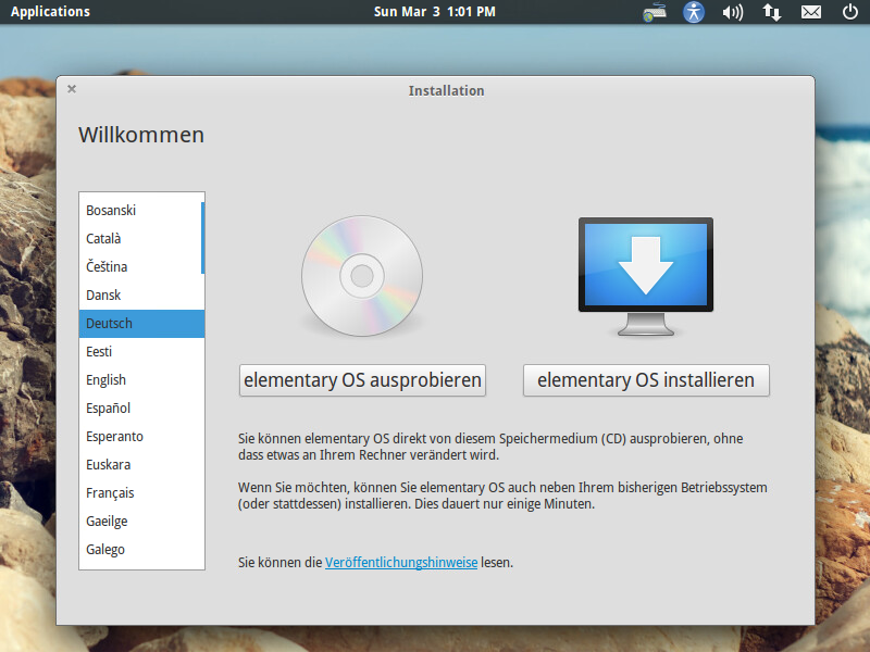 elementary OS – Installations-Assistent